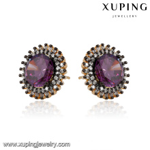 92977 Wedding bride jewelry high-end stud earrings luxury design big gemstone prong set earrings